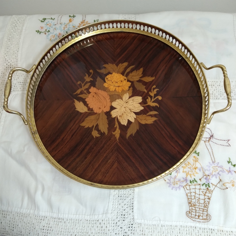 Italian Inlay Tray Vintage